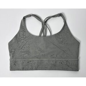 Lululemon Sports Bra Womens 10 Gray Energy Long Line Strappy Criss Cross